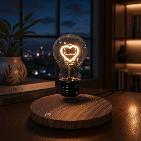 Floating LED night light with heart-shaped filament