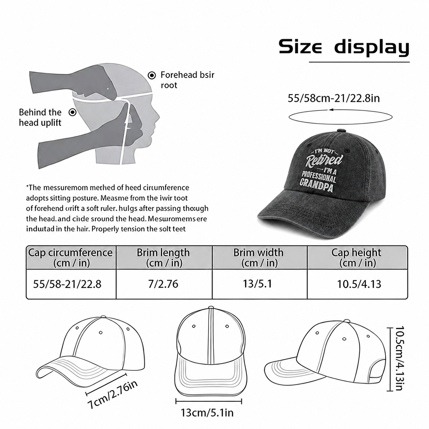 Casual grandpa baseball cap for Father’s Day and birthdays