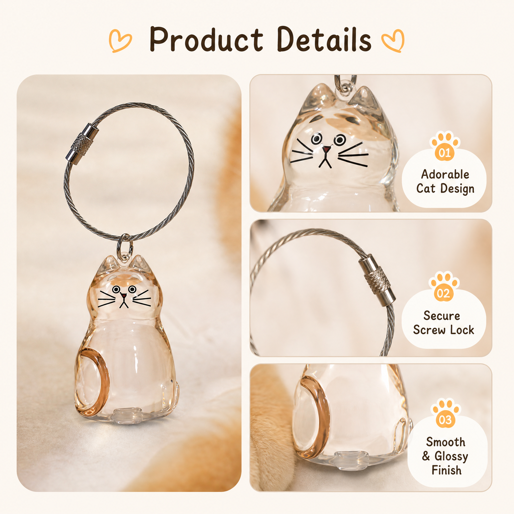 Cat parent keychain gift for work, travel, and daily outings