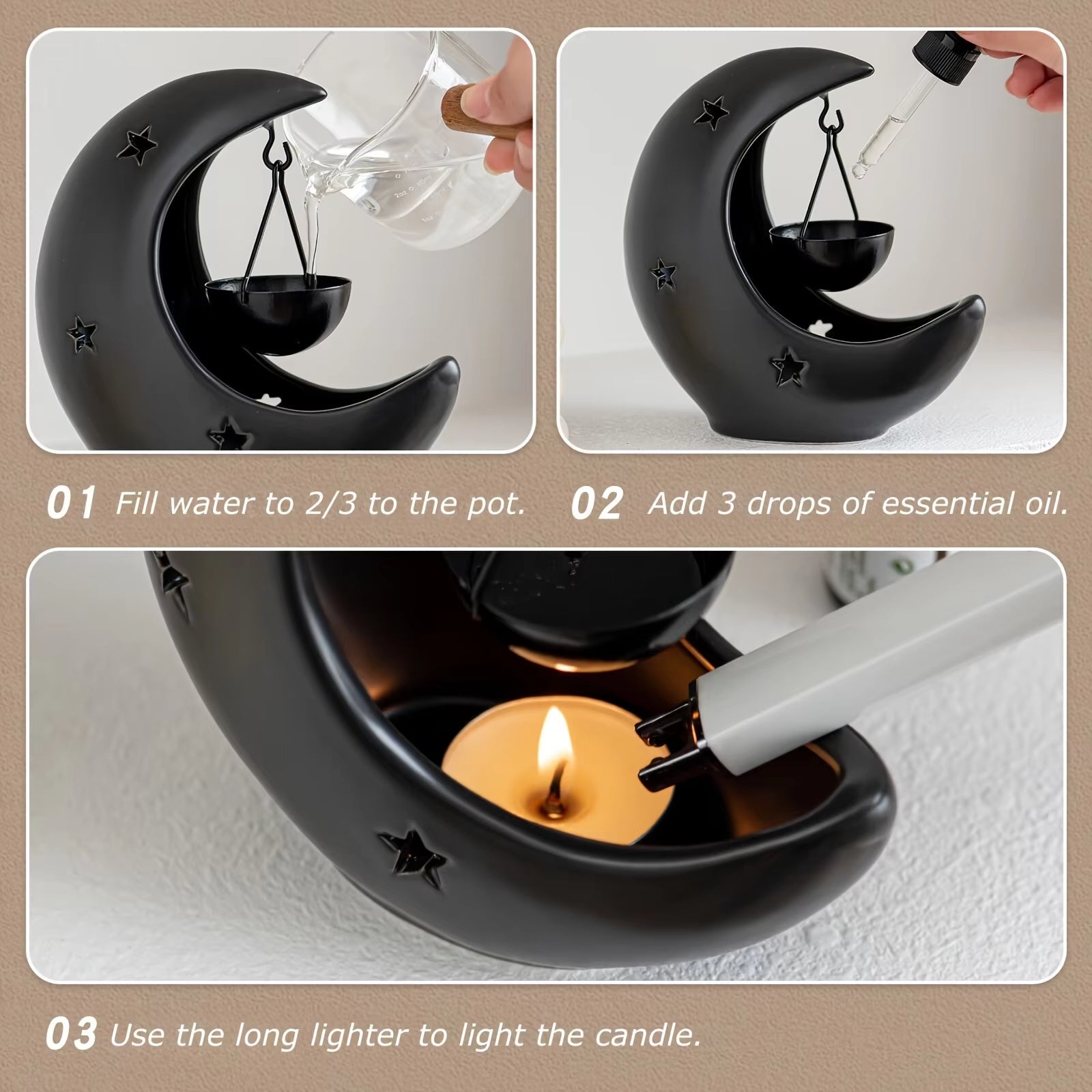 Moon and star room decor for bedroom or desk