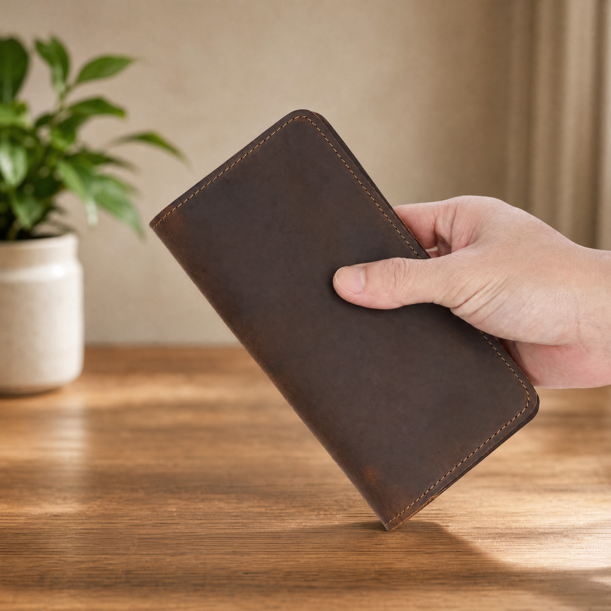 Men’s leather wallet with a clean and simple exterior