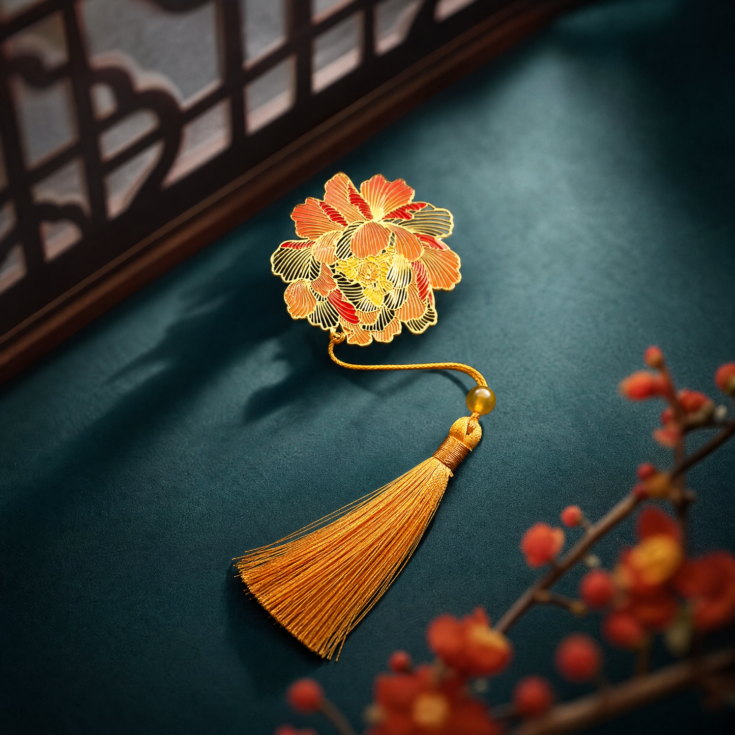 Peony, maple leaf, clover, and dragonfly bookmark styles