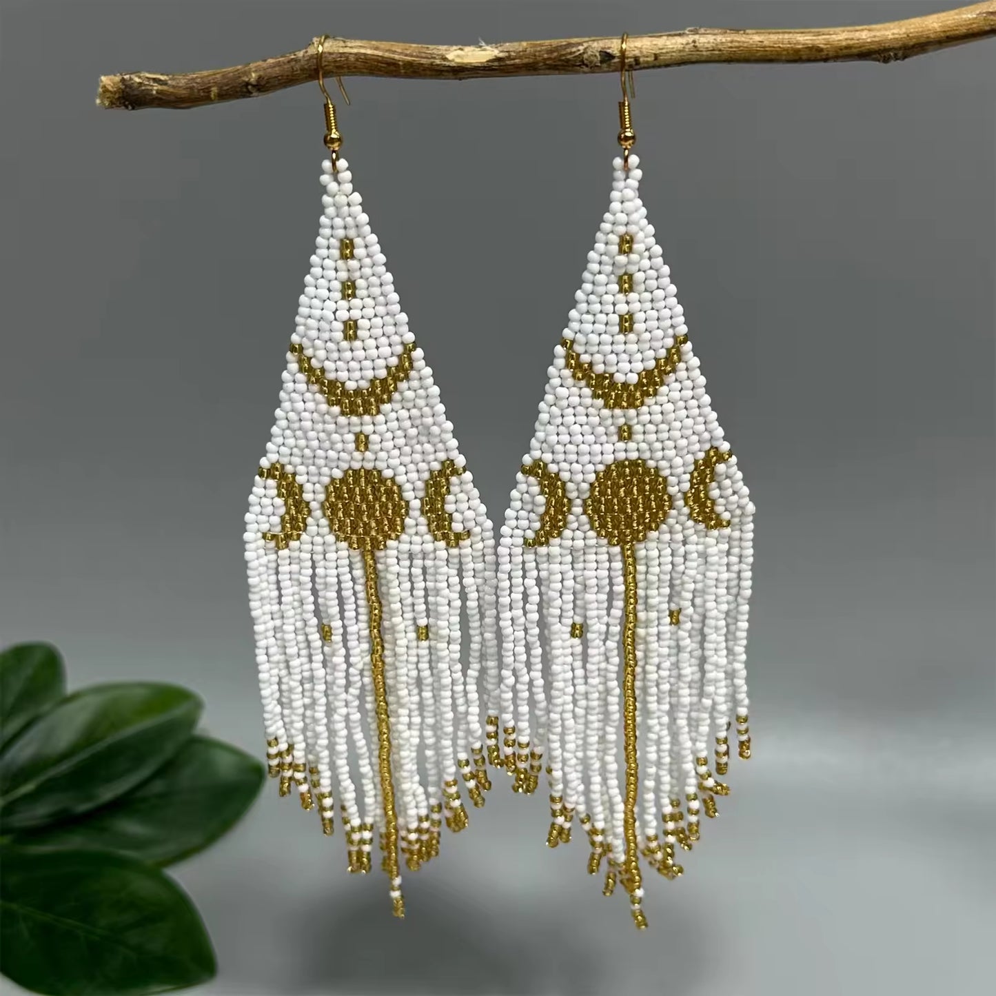 Boho Beaded Fringe Dangle Earrings