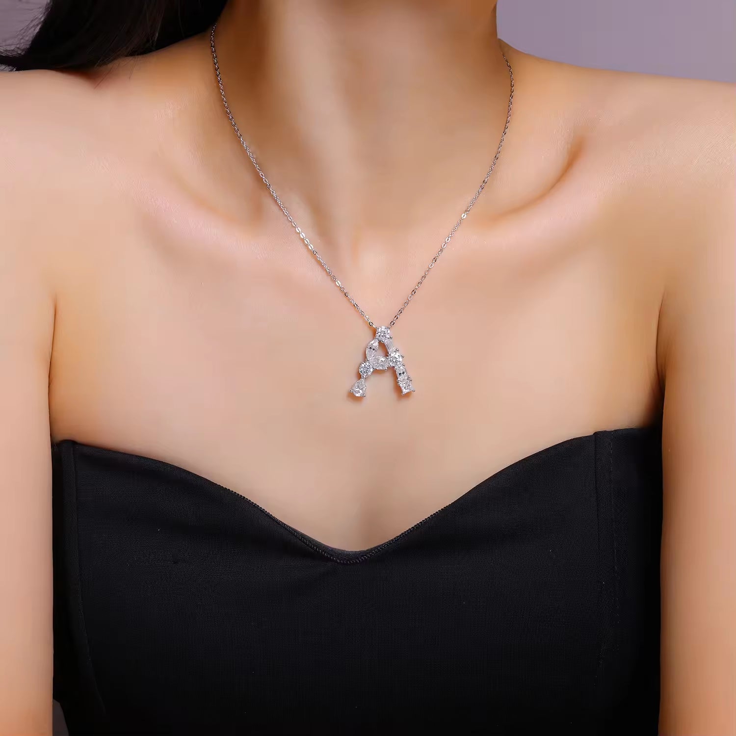 Silver moissanite initial jewelry with personal meaning