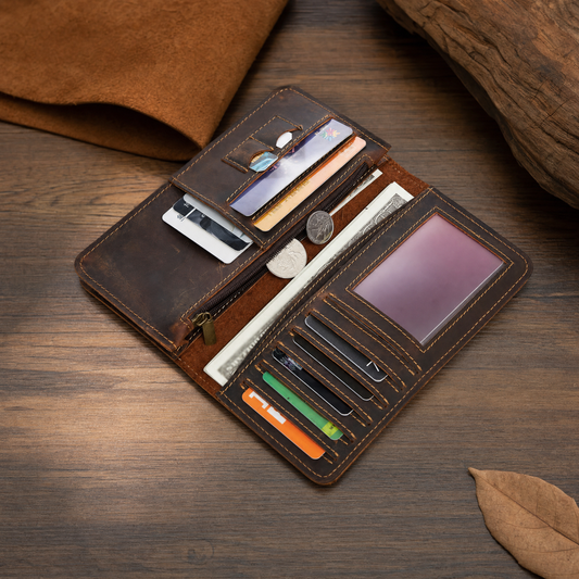 Genuine leather wallet gift for dad or husband