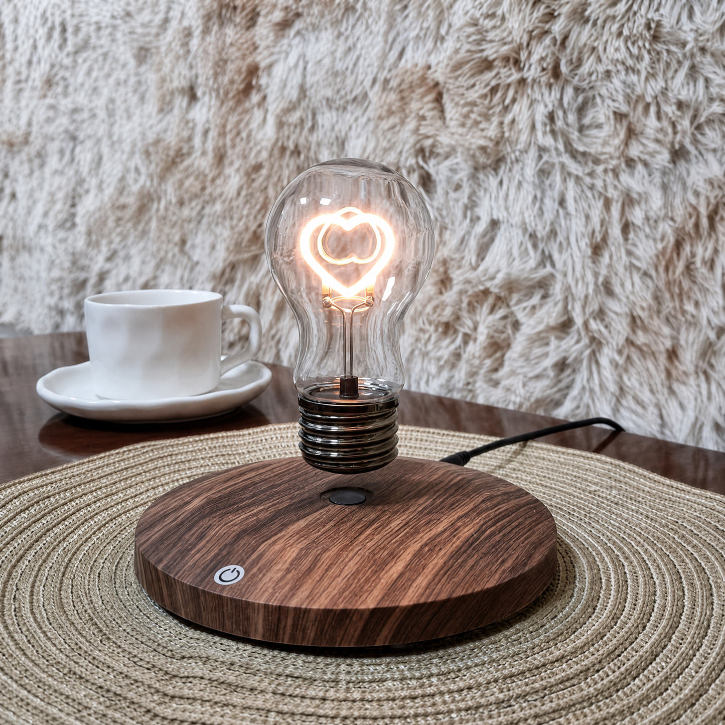 Magnetic levitation heart lamp with warm 3500K light