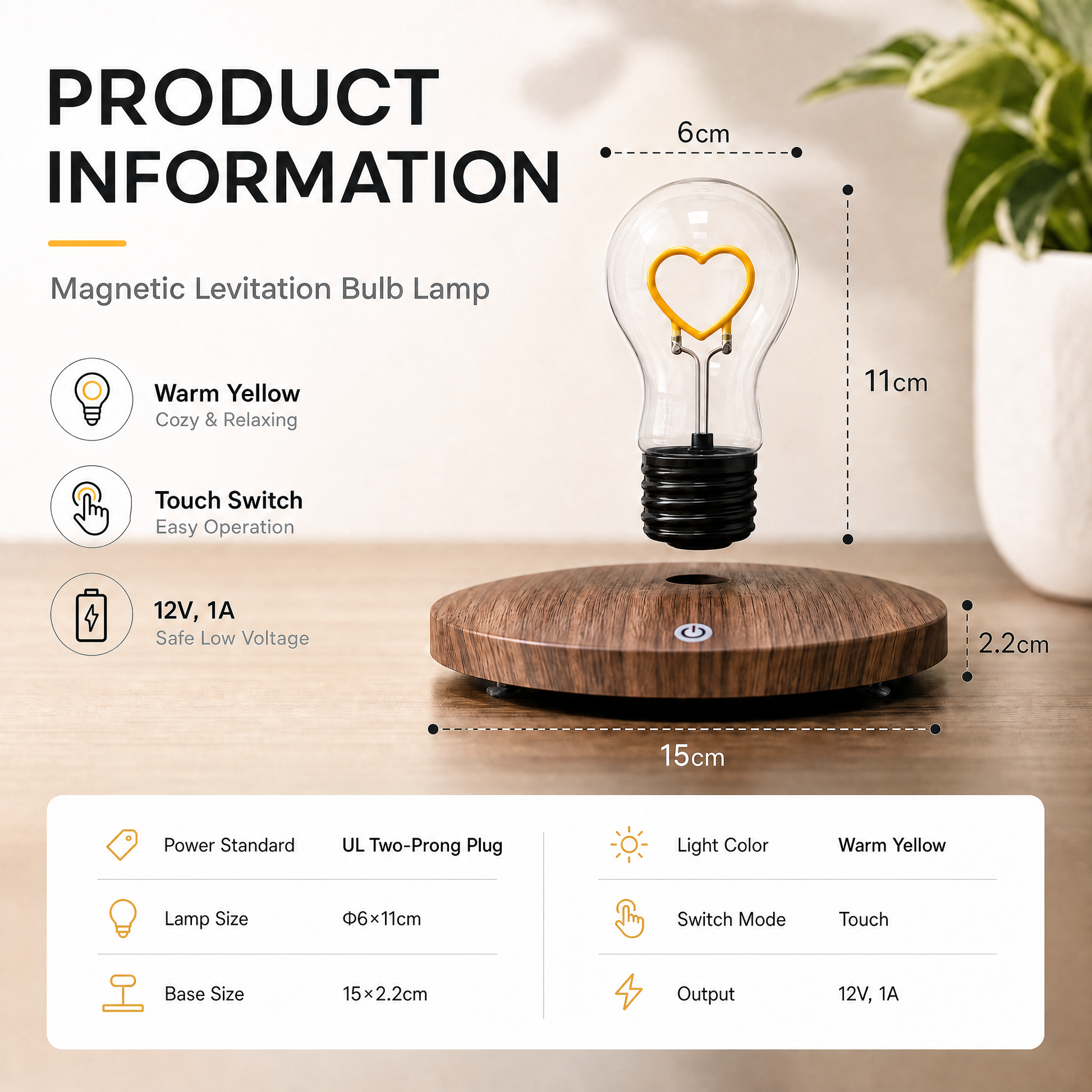 Warm LED heart lamp gift for partners, desks, and cozy spaces