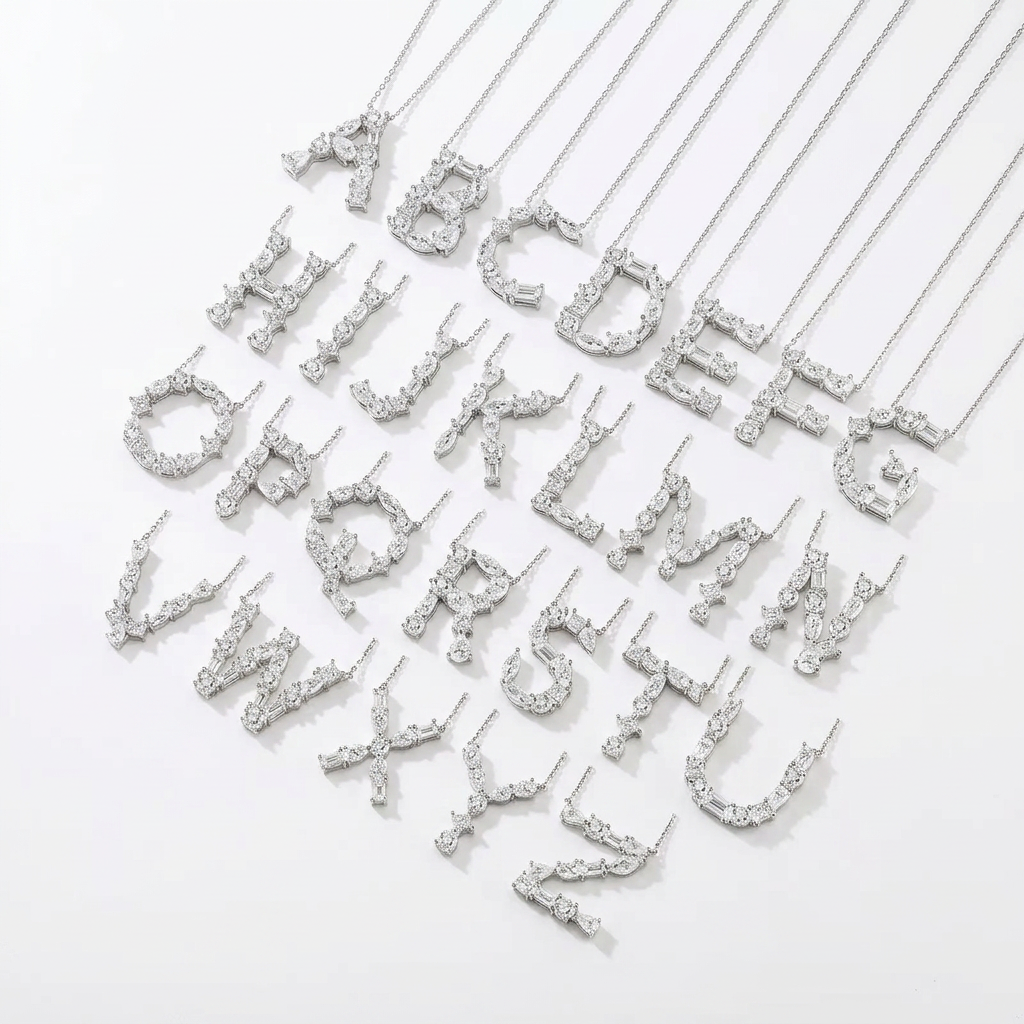 Moissanite initial necklace gift for her
