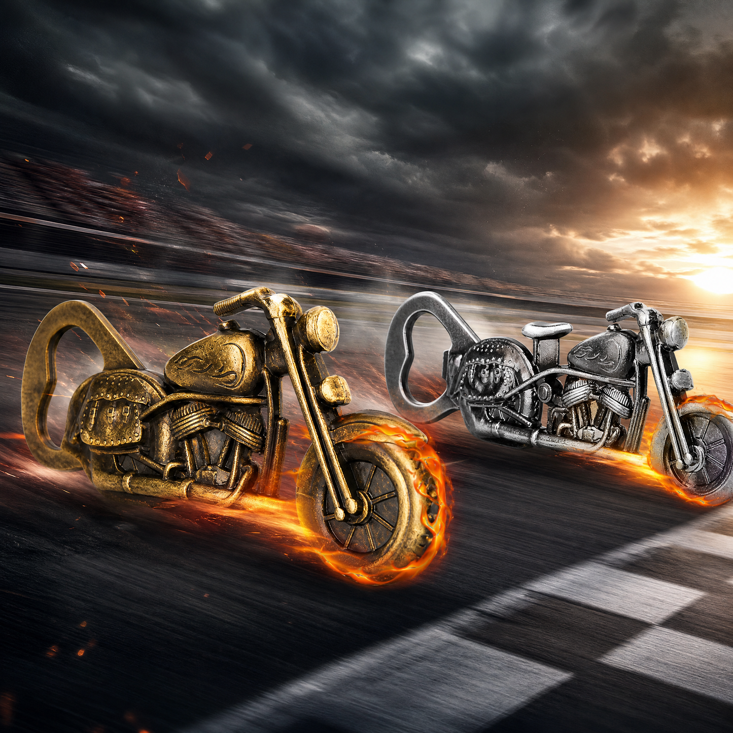 Motorcycle-shaped zinc alloy beer bottle opener