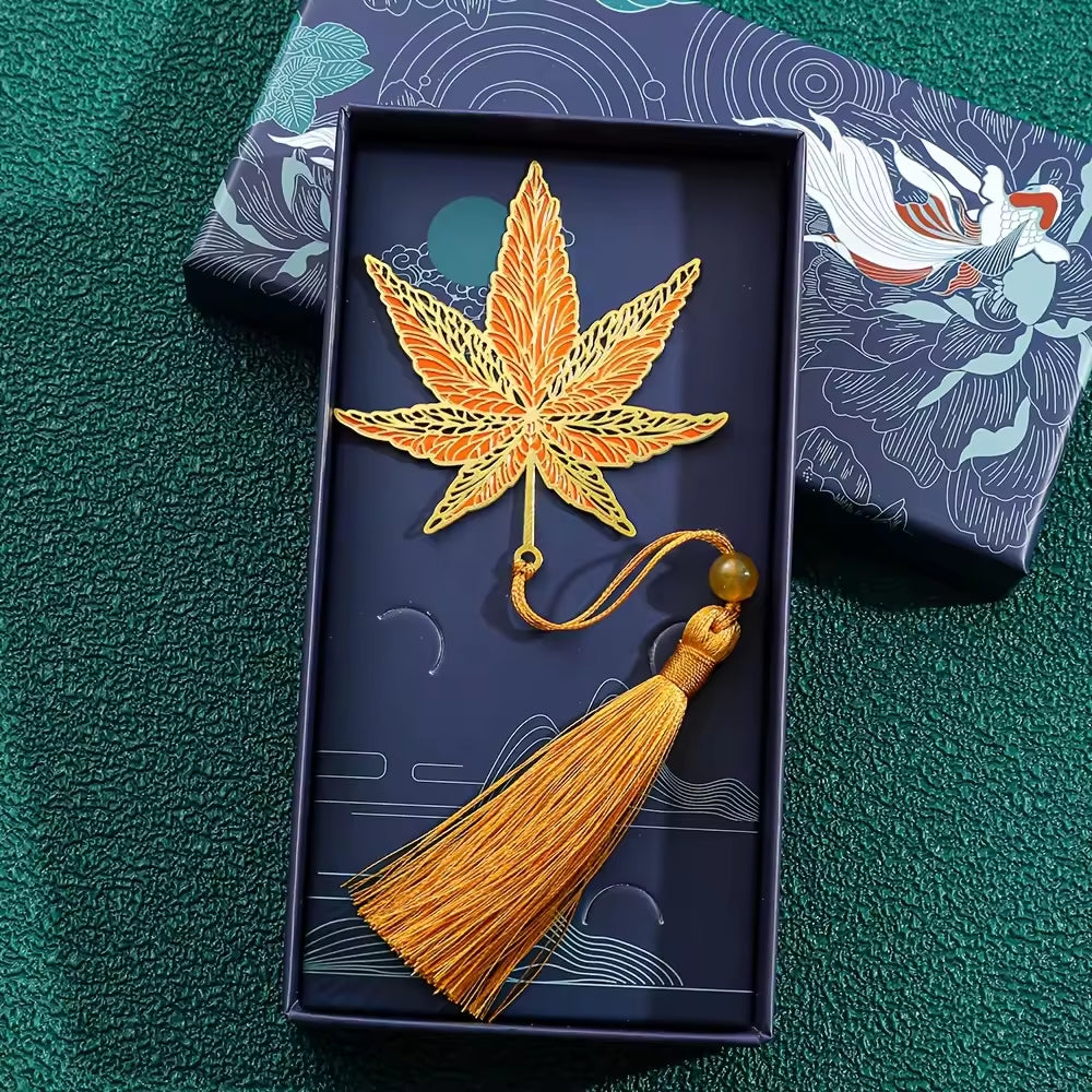Nature-Inspired Metal Tassel Bookmark