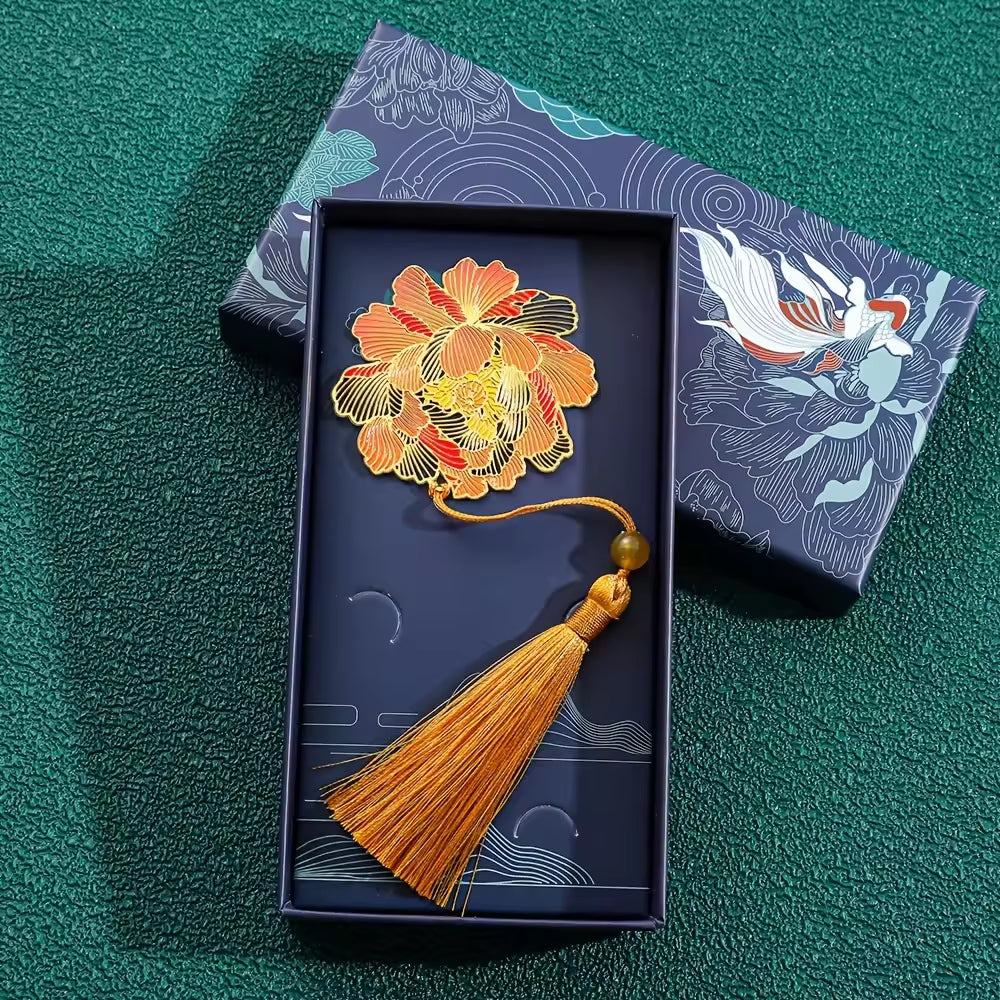 Nature-Inspired Metal Tassel Bookmark