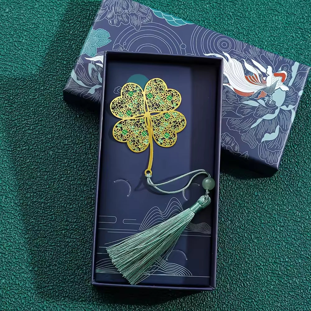Nature-Inspired Metal Tassel Bookmark